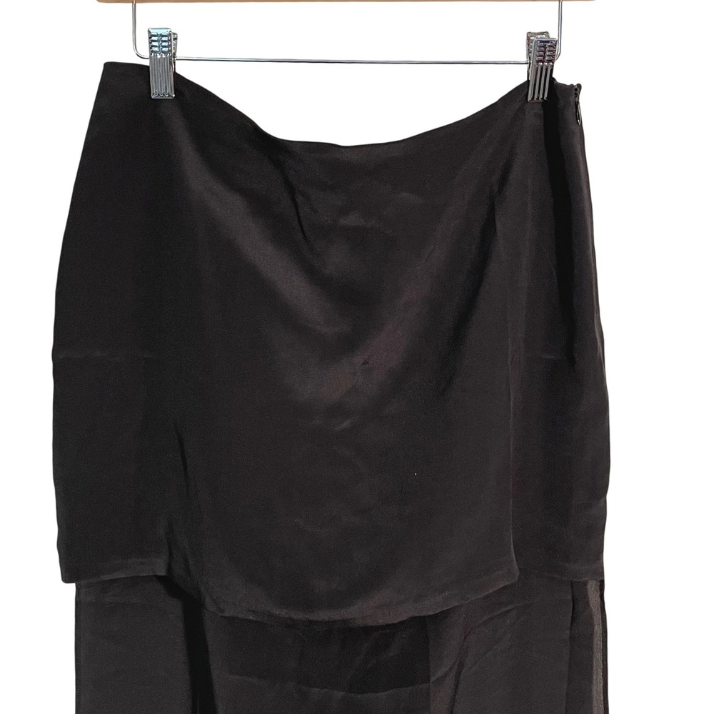Line & Dot Black Silk Blend Midi Mini Slip Skirt Size Large - Picture 2 of 8